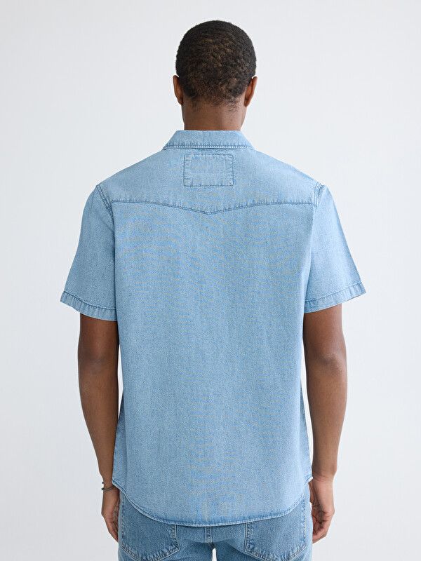 Moudda LC Waikiki - Chemise en jean manches courtes pour Homme couleur Rodeo Bleu indigo moyen - Tunisie 4