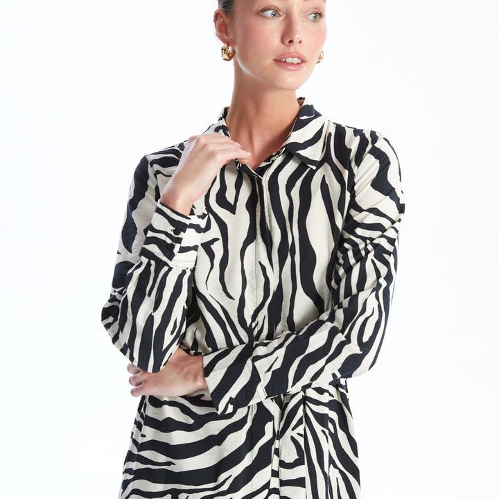 Moudda LC Waikiki - Robe tissée manches longues Femme Imprimé écru - Tunisie 2