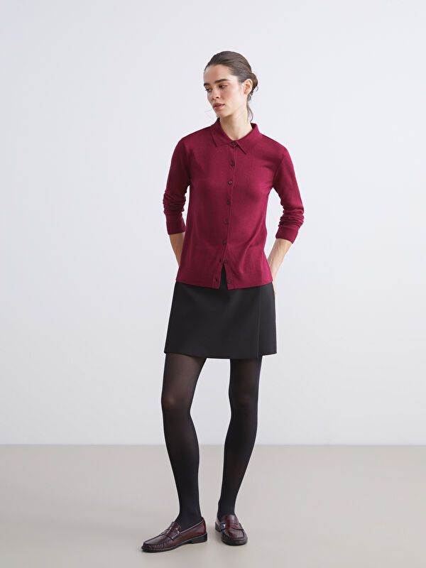 Moudda LC Waikiki - Cardigan fin en tricot Femme Bordeaux - Tunisie 2