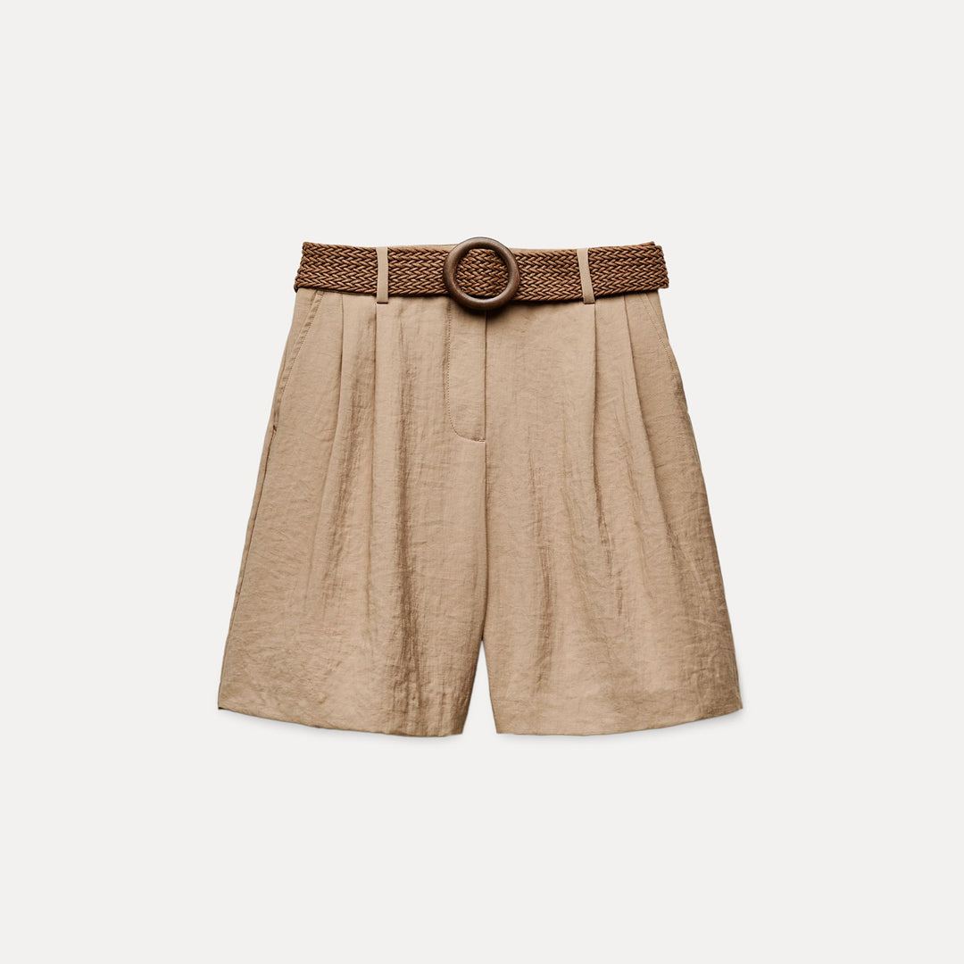 Moudda ZARA - Short ceinture large boucle ronde imitation bois - Tunisie 1