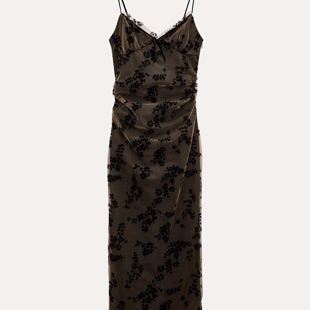 Moudda ZARA - Robe mi-longue en dentelle fines bretelles nœuds - Tunisie 2