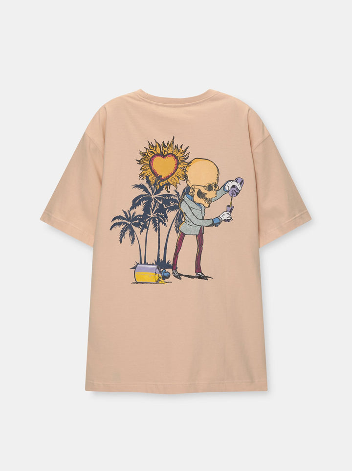 Moudda PULL & BEAR - T-Shirt Demi-Manches Summer Tarot Saumon - Tunisie 4