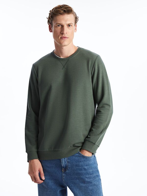 Moudda LC Waikiki - Sweatshirt jersey basique Homme Vert foncé - Tunisie 1