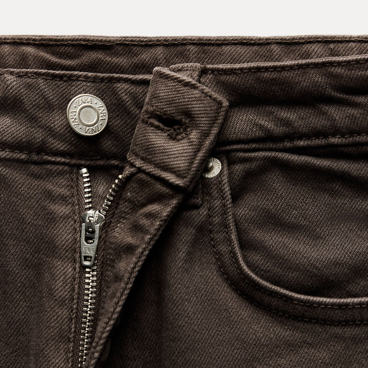 Moudda ZARA - Pantalon évasé court 5 poches taille haute ourlet brut - Tunisie 4