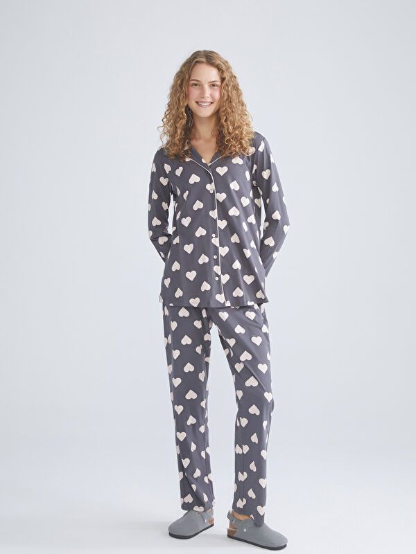 Moudda LC Waikiki - Pyjama maternité Femme Imprimé gris foncé - Tunisie 1