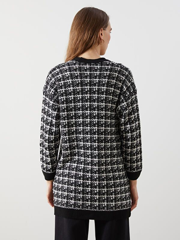 Moudda LC Waikiki - Cardigan tricot moyen Femme Jacquard noir - Tunisie 4