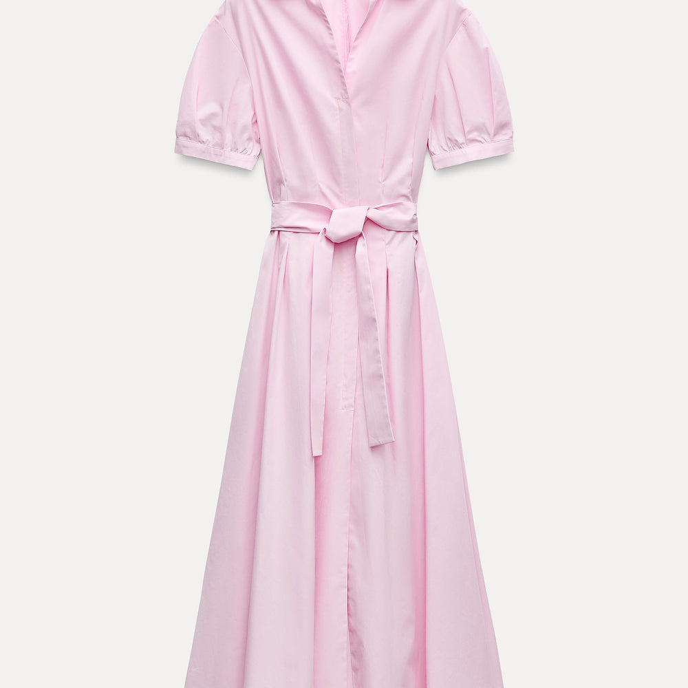 Moudda ZARA - Robe mi-longue popeline chemise manches courtes - Tunisie 2