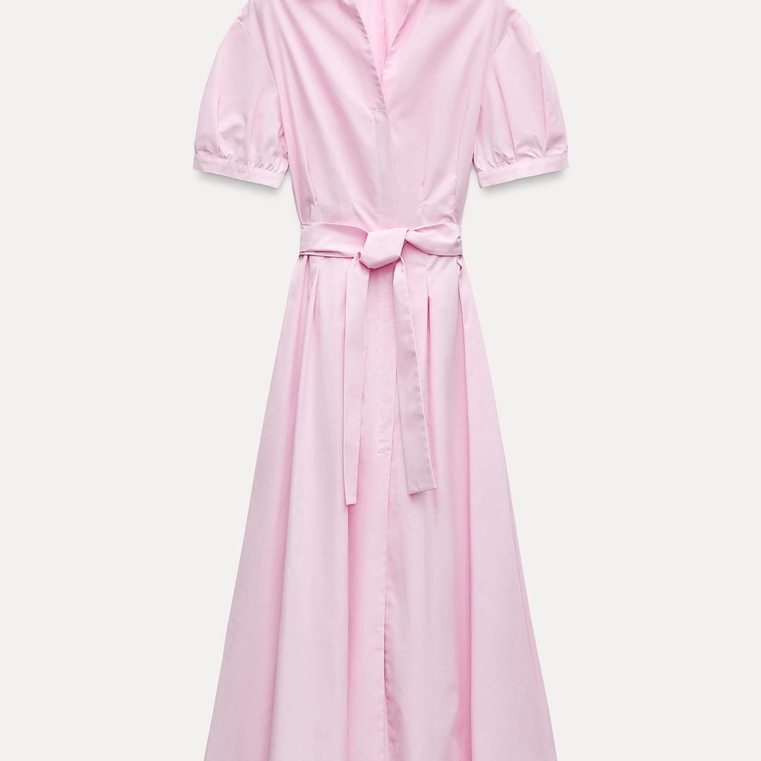 Moudda ZARA - Robe mi-longue popeline chemise manches courtes - Tunisie 2