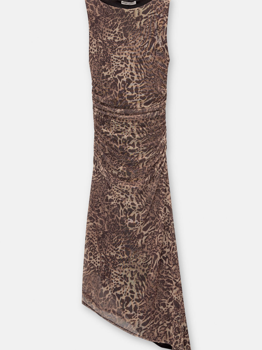 Moudda PULL & BEAR - Robe Midi Asymétrique Fronce Ceinture Tulle Imprimé - Tunisie 1