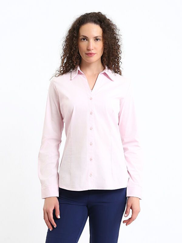 Moudda LC Waikiki - Chemise tissée manches longues Femme Rose clair - Tunisie 1