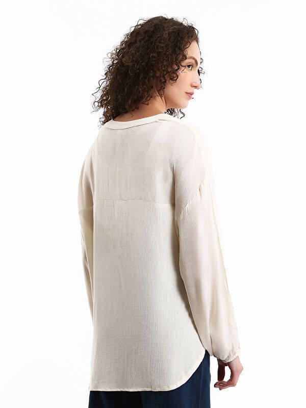 Moudda LC Waikiki - Blouse tissée manches longues Femme Ecru - Tunisie 5