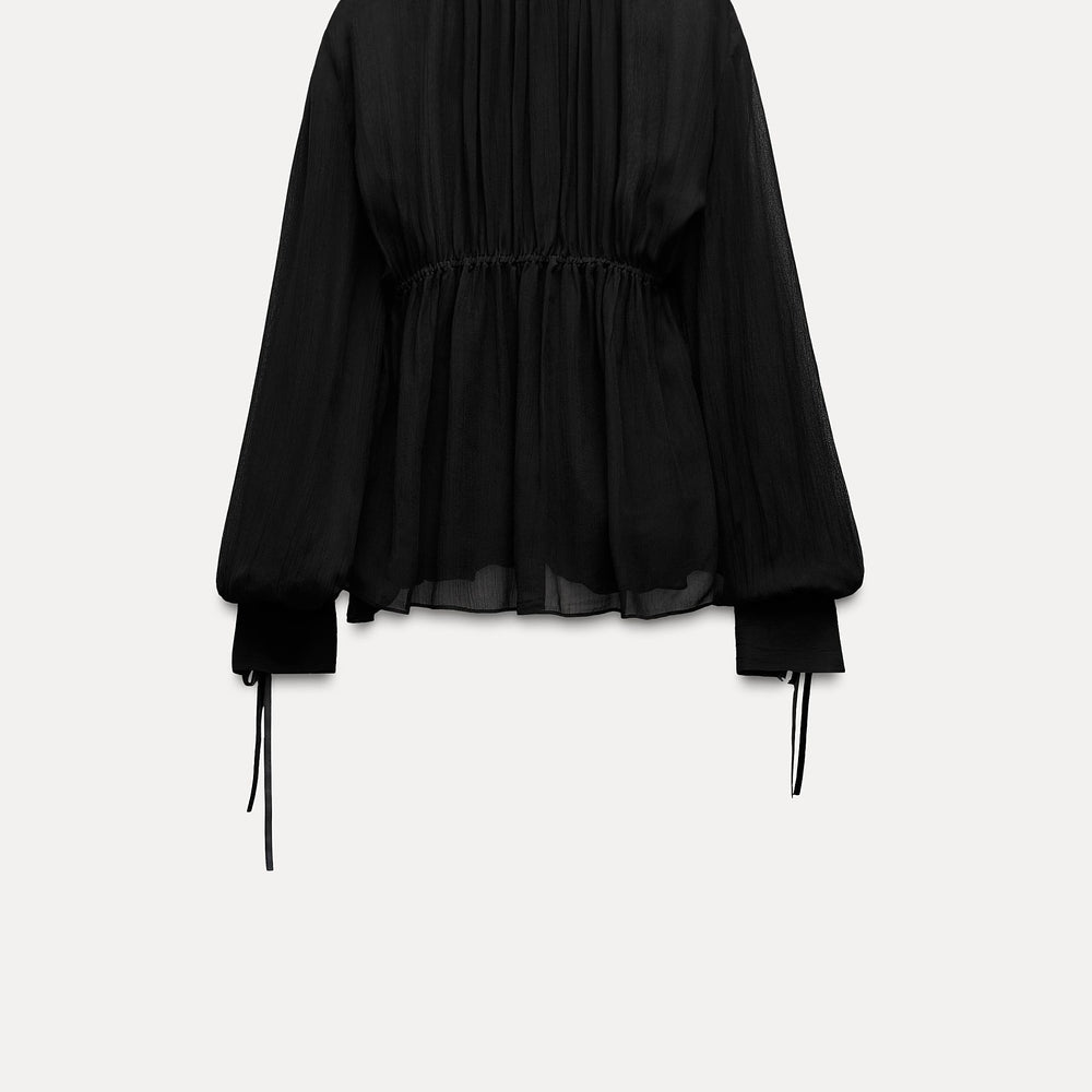 Moudda ZARA - Blouse noir et blanc multiposition combinée velours - Tunisie 2