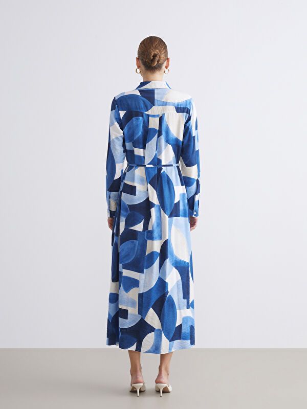 Moudda LC Waikiki - Robe tissée manches longues Femme Imprimé marine - Tunisie 4