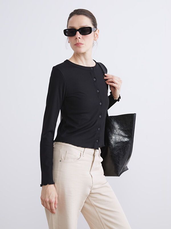 Moudda LC Waikiki - Body jersey manches longues Femme Noir - Tunisie 1