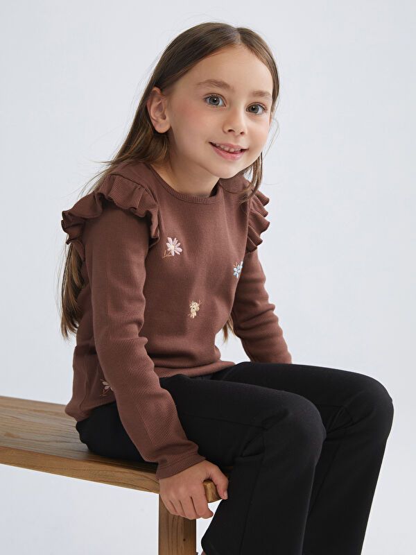 Moudda LC Waikiki - Body en jersey manches longues Fille Brun terne - Tunisie 1