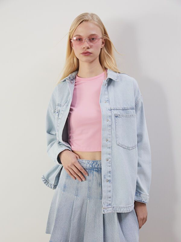 Moudda LC Waikiki - Chemise tissée à manches longues en jean pour Femmes - Tunisie 1