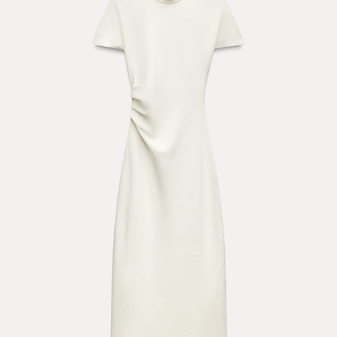 Moudda ZARA - Robe Midi Stretch Piqué Fronce Latérale - Tunisie 1