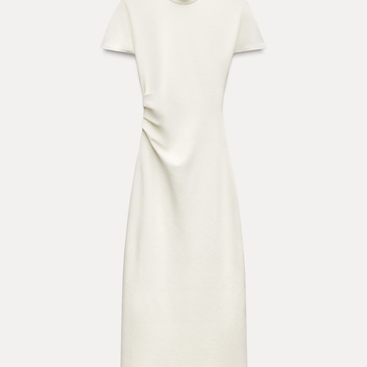 Moudda ZARA - Robe Midi Stretch Piqué Fronce Latérale - Tunisie 1