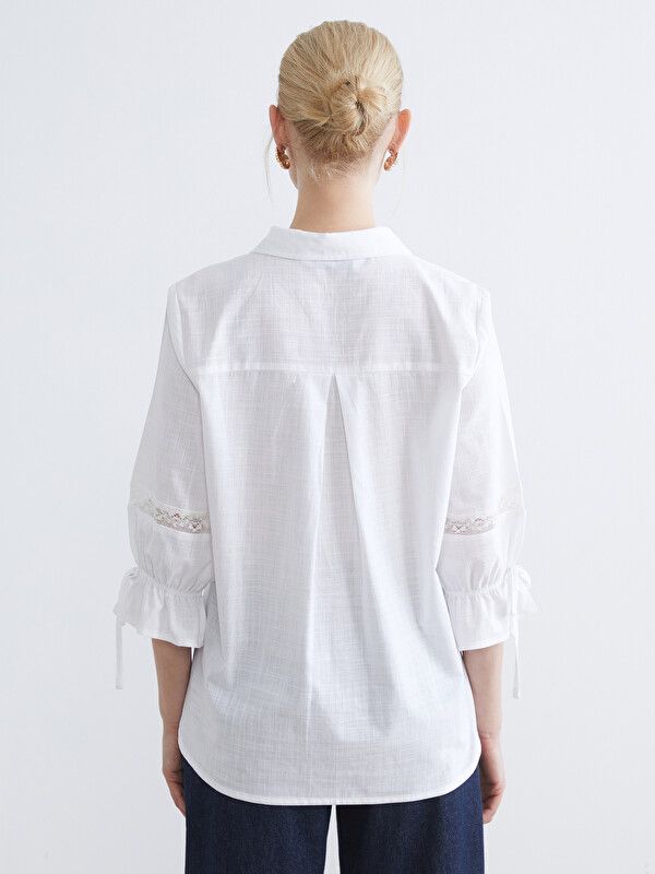 Moudda LC Waikiki - Chemise manches longues en tissu pour Femme couleur  Blanc - Tunisie 4