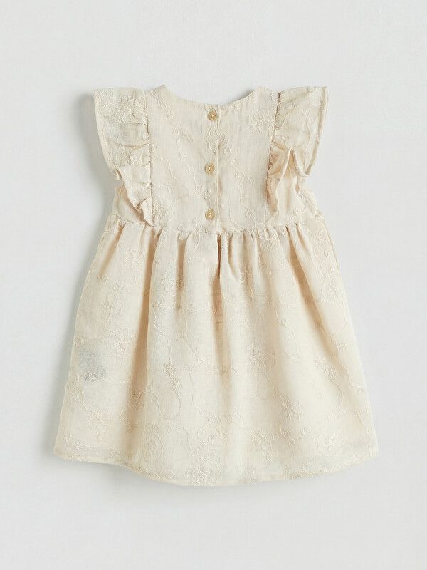 Moudda LC Waikiki - Robe manches courtes en tissu pour Fille couleur Beige clair - Tunisie 2