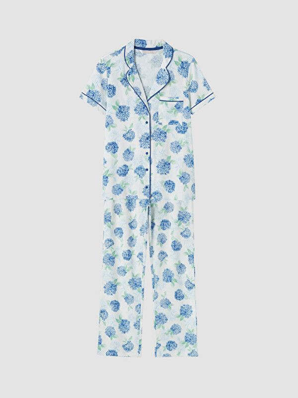 Moudda LC Waikiki - Pyjama manches courtes en jersey pour Femme couleur Écru imprimé - Tunisie 1