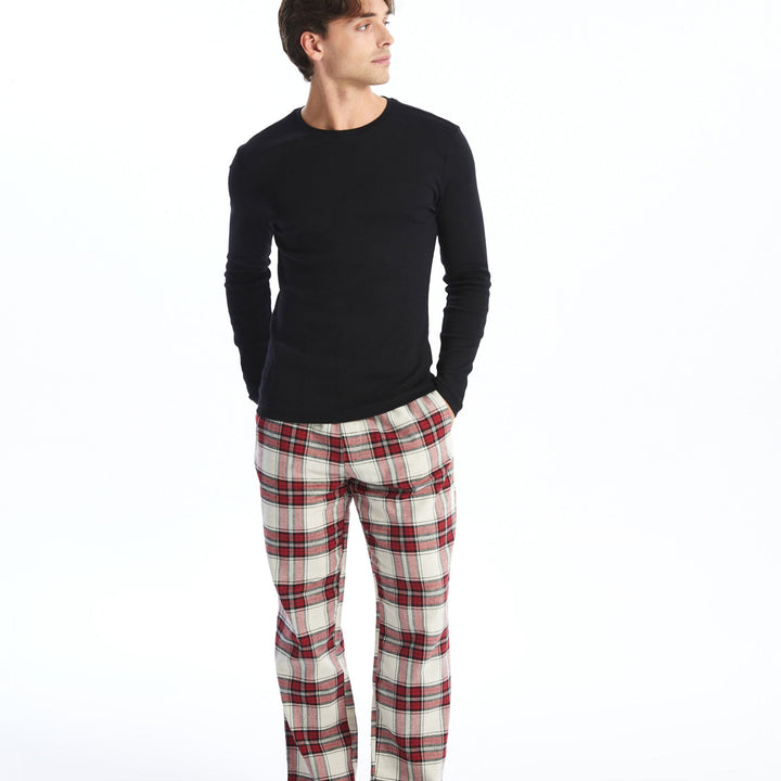 Moudda LC Waikiki - Bas pyjama jersey long Homme À carreaux rouges - Tunisie 1