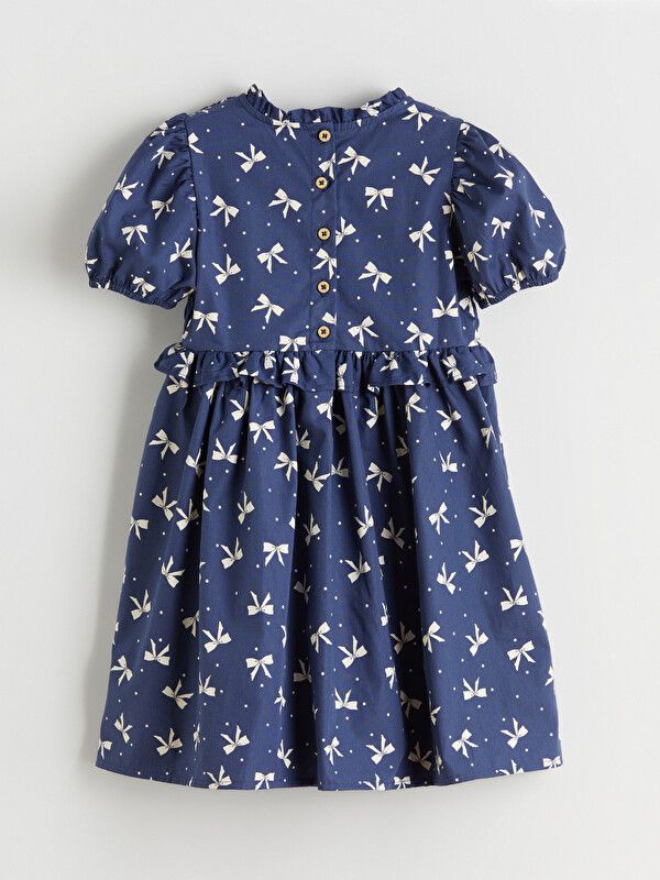 Moudda LC Waikiki - Robe manches courtes en tissu pour Fille couleur Bleu marine imprimé - Tunisie 3