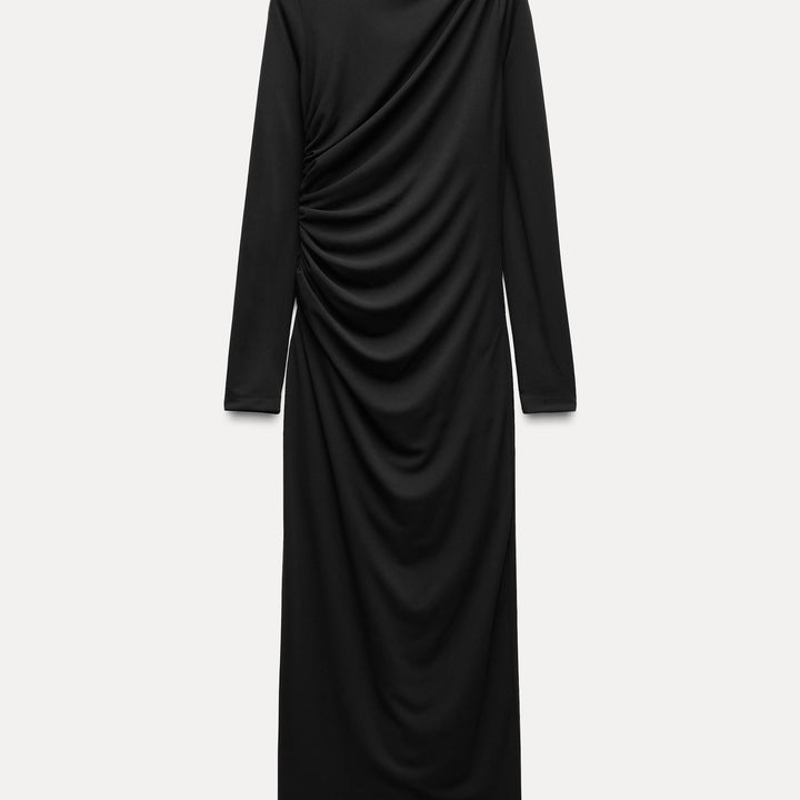 Moudda ZARA - Robe mi-longue drapée maille manches longues col haut - Tunisie 1