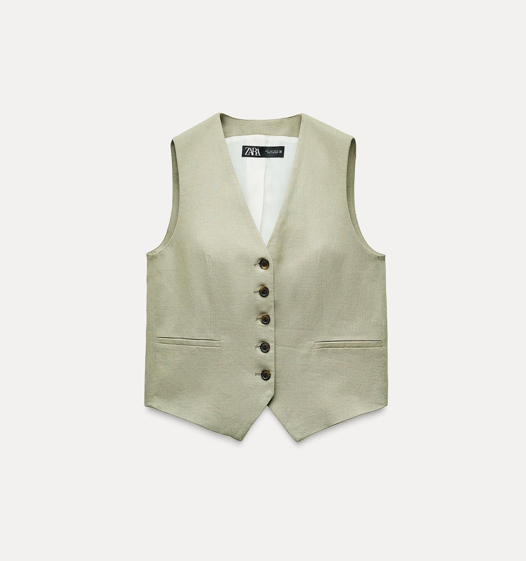 Moudda ZARA - Ensemble veste tailleur en lin, coloris vert d’eau - Tunisie 3