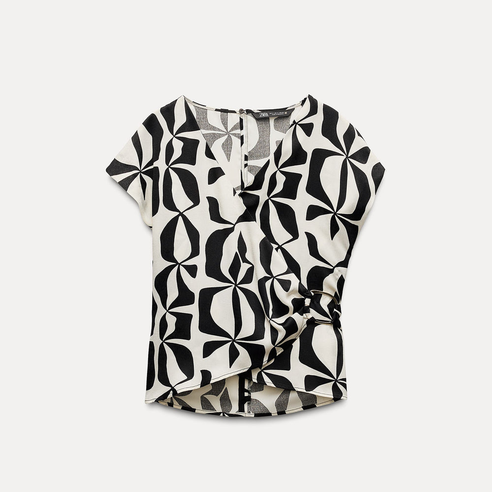 Moudda ZARA - Set top satin imprimé croisé appliqué ceinture - Tunisie 2