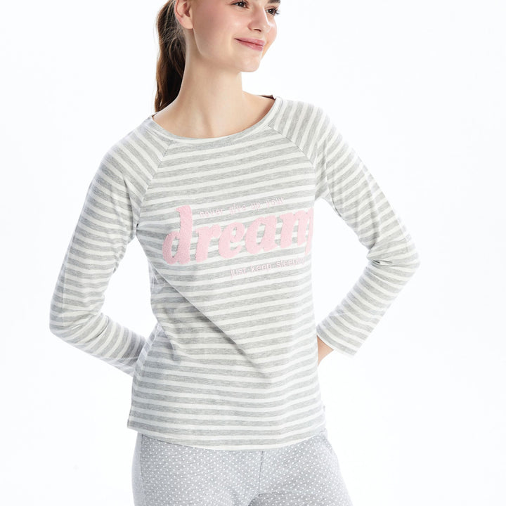 Moudda LC Waikiki - Pyjama en jersey manches longues Femme Mélange gris à - Tunisie 3