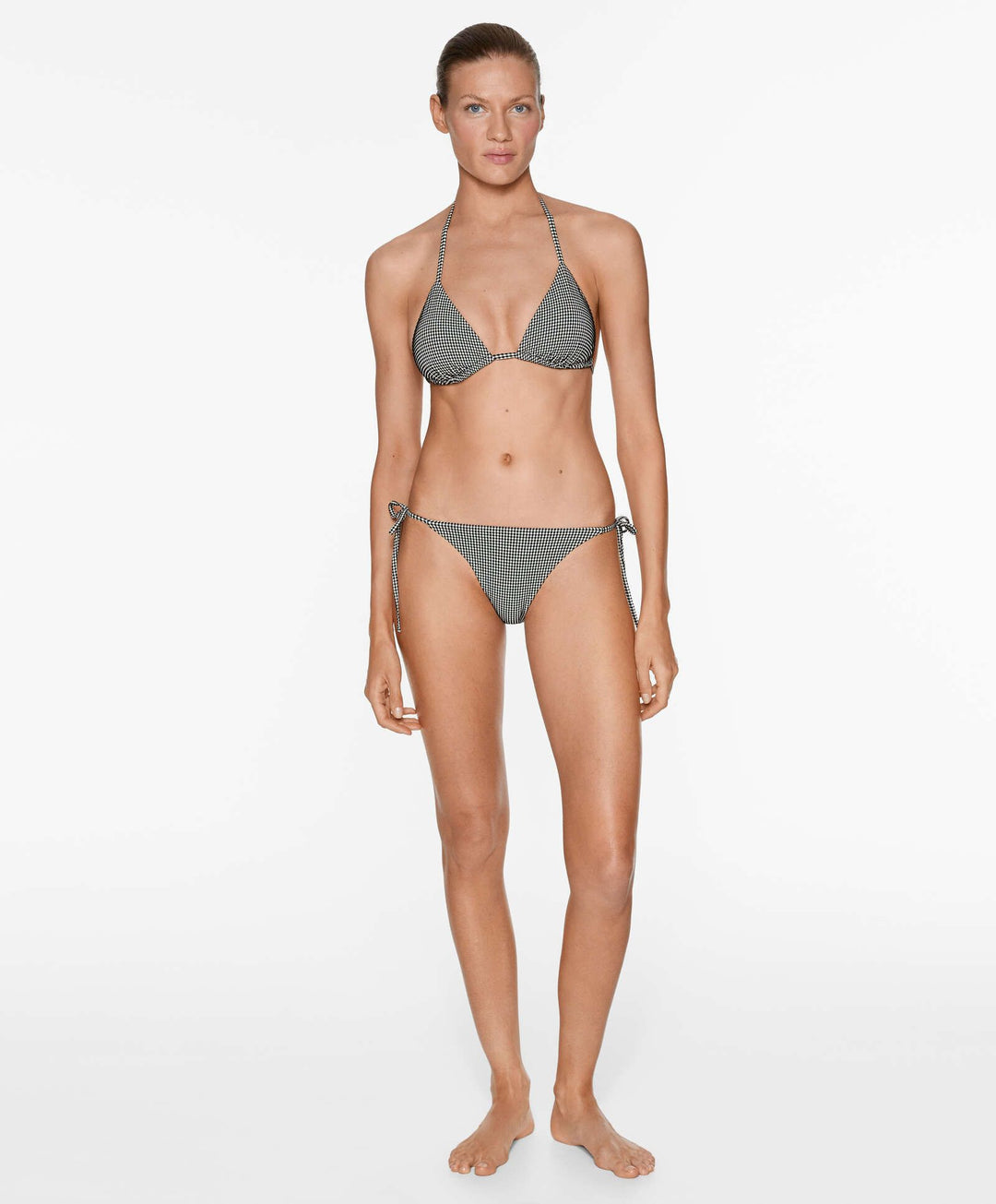 Moudda Oysho - Culotte Triangle Mousse Extra Sans Armatures Mini Vichy Noir - Tunisie 1
