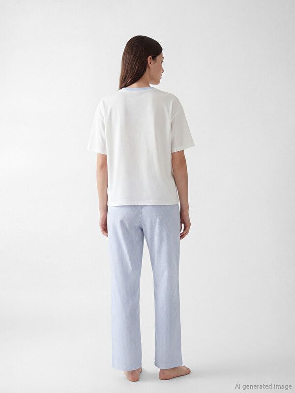 Moudda LC Waikiki - Short-Capri manches courtes pour Femme couleur Blanc optique imprimé - Tunisie 4