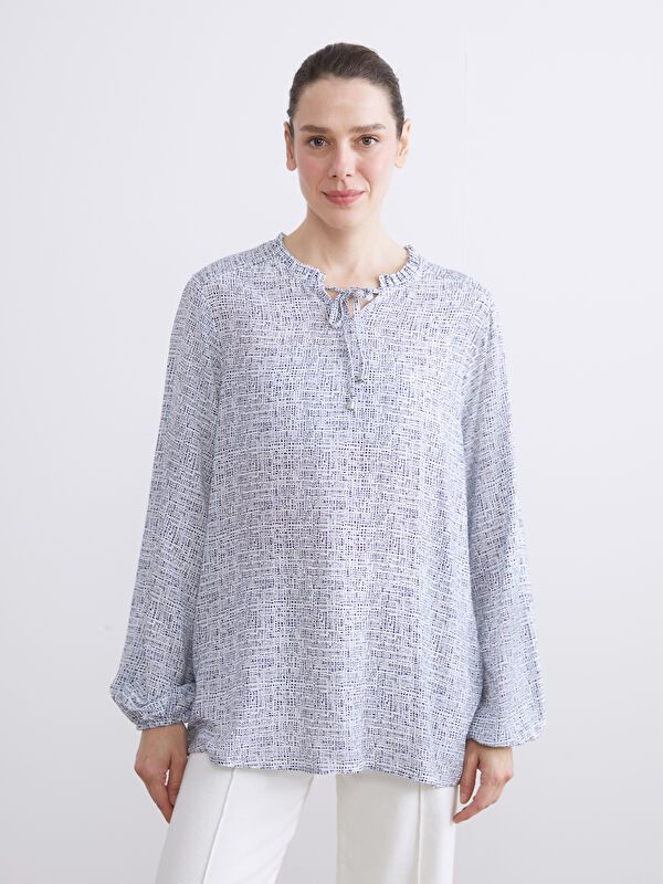 Moudda LC Waikiki - Blouse tissée imprimée manches longues Femme Imprimé écru - Tunisie 1