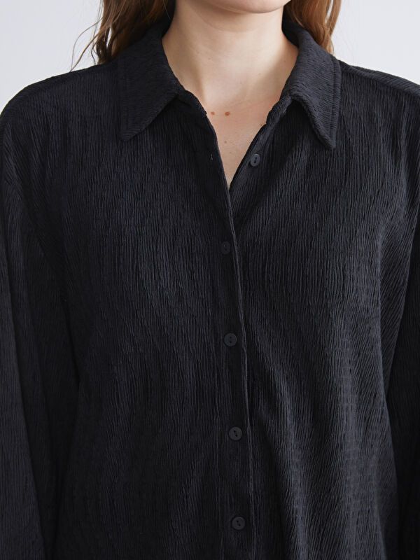 Moudda LC Waikiki - Chemise tissée manches longues Femme Noir - Tunisie 3