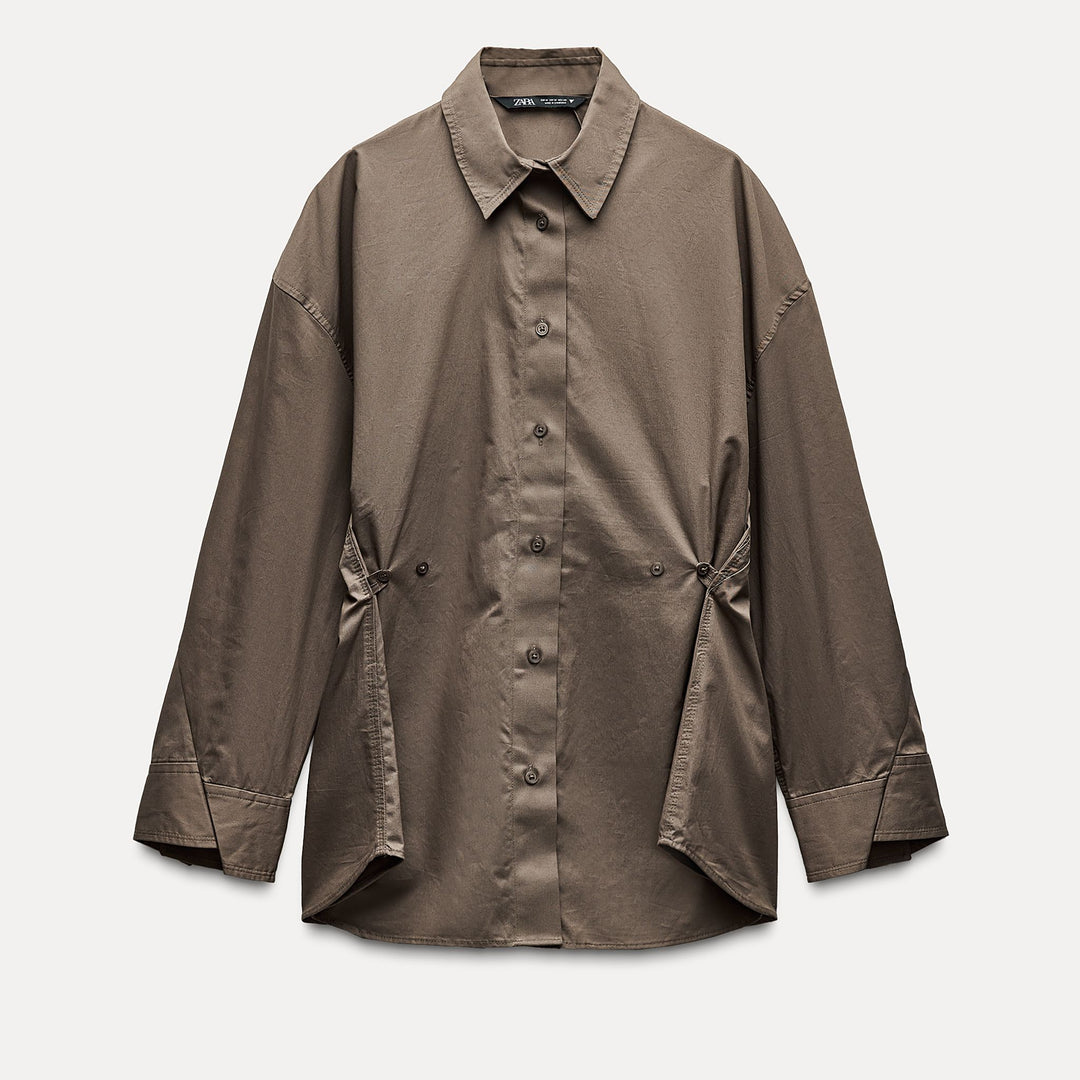 Moudda ZARA - Chemise oversized gabardine boutons taille - Tunisie 1