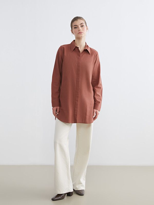 Moudda LC Waikiki - Tunique manches longues en tissu pour Femme couleur Rouge brique - Tunisie 2