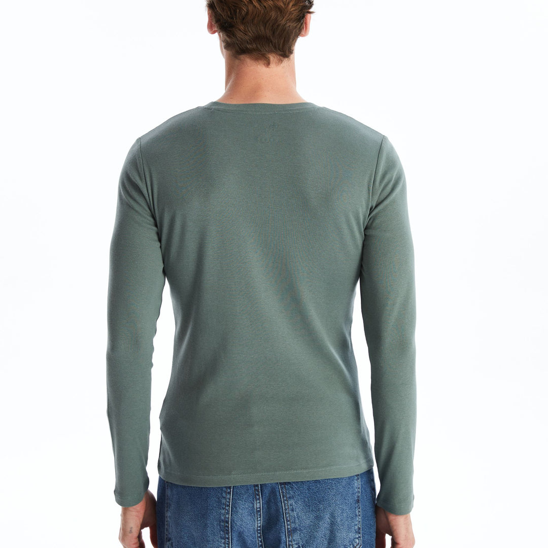 Moudda LC Waikiki - T-shirt jersey manches longues basique Homme Vert terne - Tunisie 5