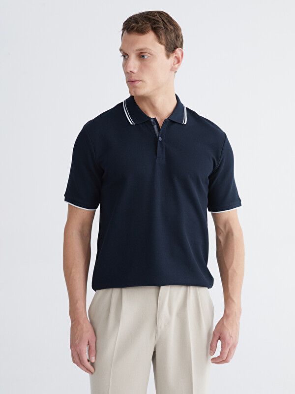 Moudda LC Waikiki - T-shirt manches courtes en jersey pour Homme couleur Bleu marine - Tunisie 1