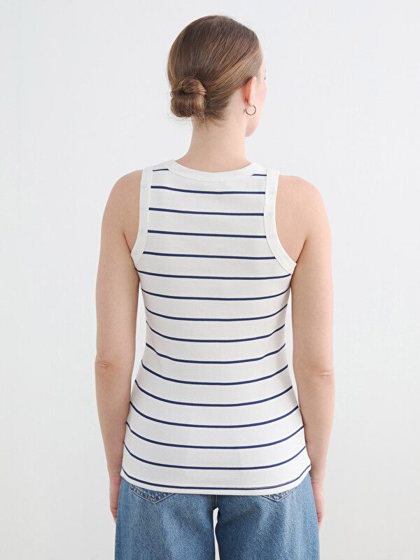 Moudda LC Waikiki - Débardeur basique en jersey pour Femme couleur Bleu marine rayé - Tunisie 4