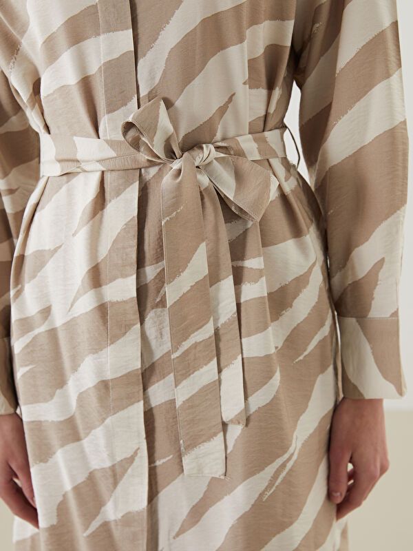 Moudda LC Waikiki - Robe tissée manches longues Femme Imprimé écru - Tunisie 3