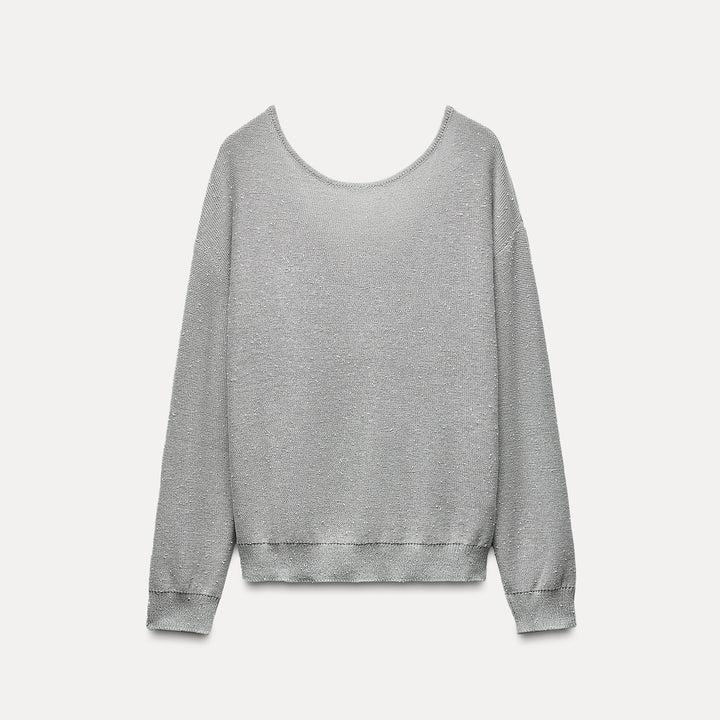 Moudda ZARA - Pull encolure bateau col en V dos perles coordonné - Tunisie 1