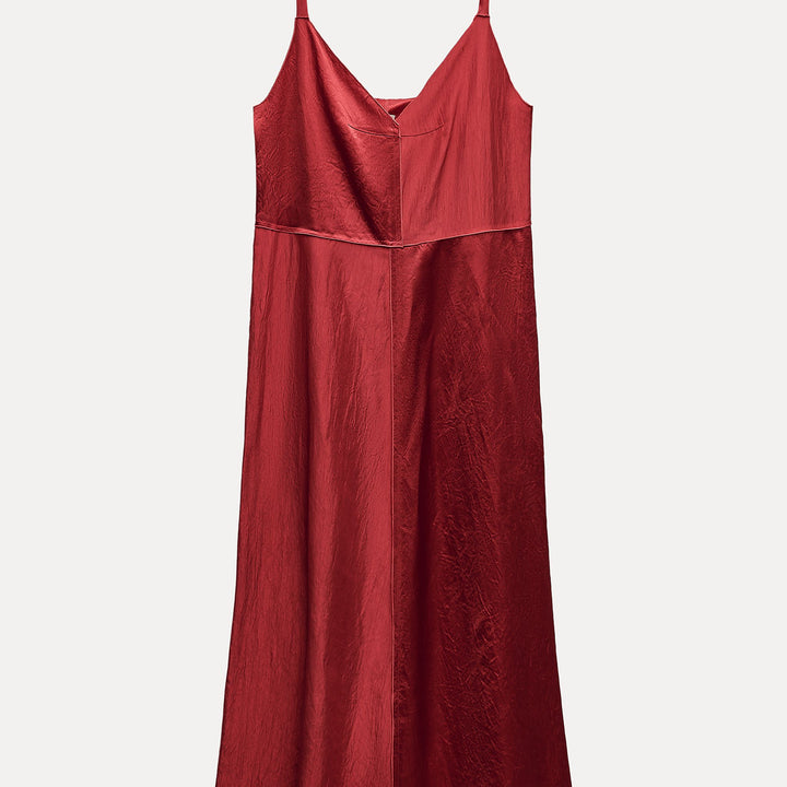 Moudda ZARA - Rouge – robe de soie fines bretelles satinée - Tunisie 1