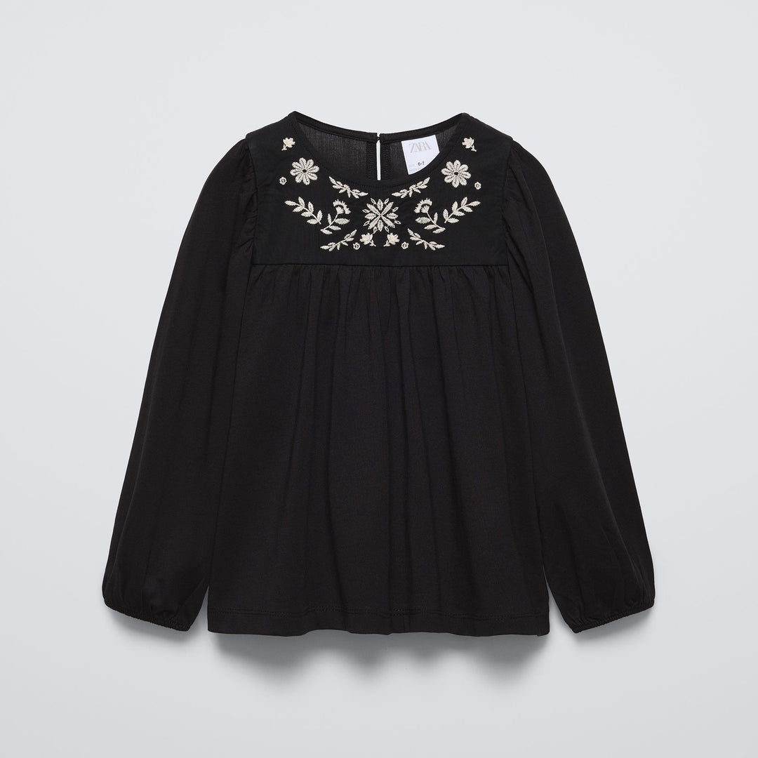 Moudda ZARA - T-shirt romantique fille, broderie poitrine - Tunisie 1