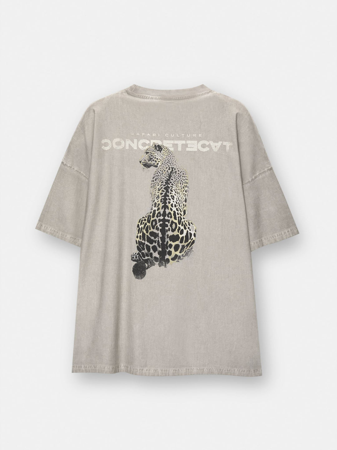 Moudda PULL & BEAR - T-Shirt Demi-Manches Col Léopard Beige Lavé - Tunisie 3