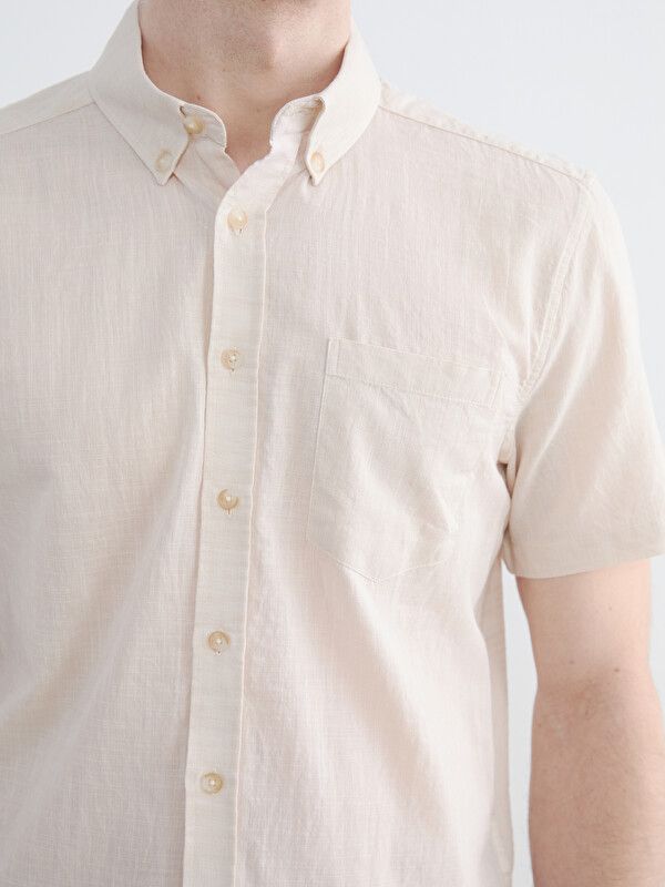 Moudda LC Waikiki - Chemise manches courtes en tissu pour Homme couleur Beige - Tunisie 3