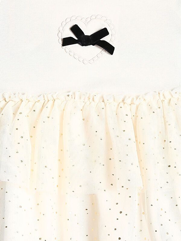 Moudda LC Waikiki - Robe en jersey manches longues Fille Crème - Tunisie 4