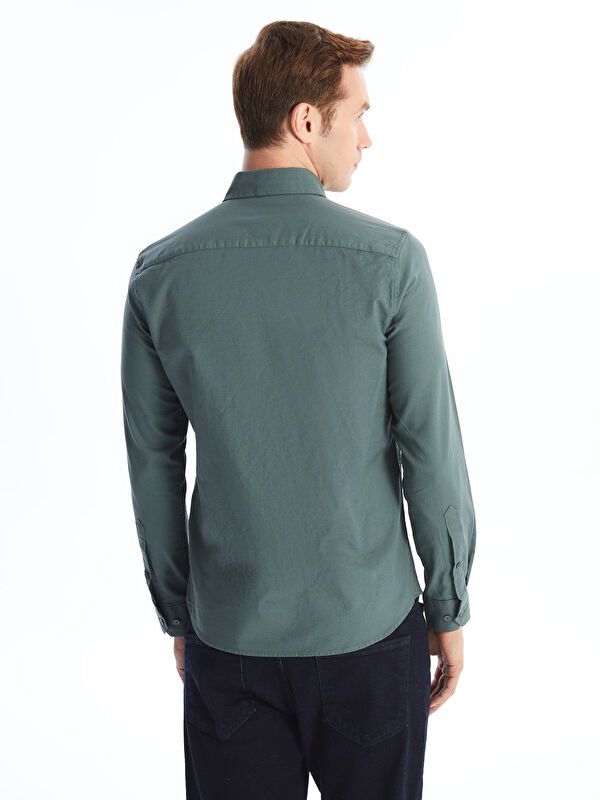 Moudda LC Waikiki - Chemise tissée manches longues Homme Vert foncé - Tunisie 4