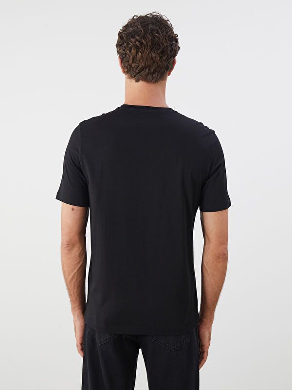 Moudda LC Waikiki - T-shirt jersey col V manches courtes Homme Noir - Tunisie 4