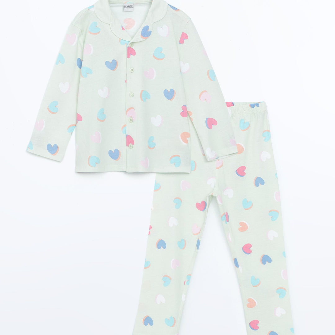 Moudda LC Waikiki - Pyjama en jersey manches longues moyen Fille Imprimé vert - Tunisie 1